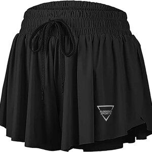 2 in 1 Athletic Shorts for Women Flowy Running Butterfly Shorts with Pockets